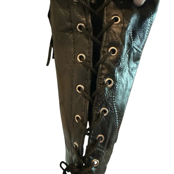 NWT Navarre Italian Stone Genuine Leather Vest Womens Lg Black Fringe Biker - Picture 4 of 9